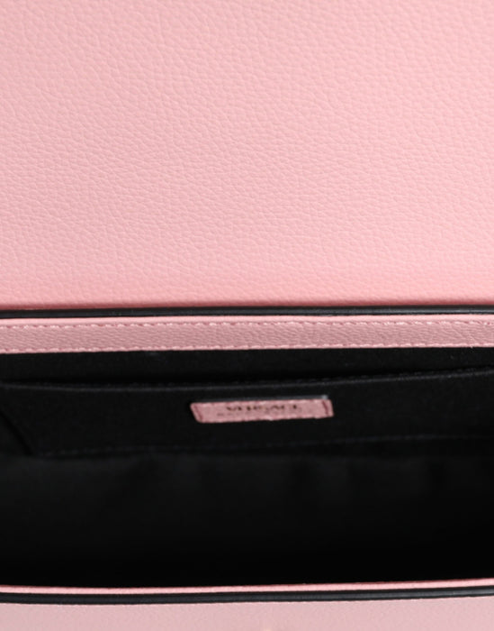 Versace Pink Grainy Calf Leather Logo Crossbody Shoulder Bag
