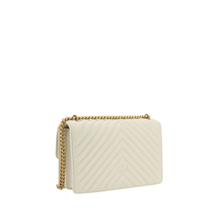 PINKO White Calf Leather Bos Taurus Shoulder Bag