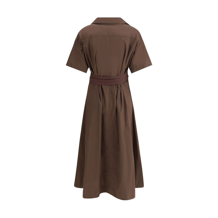 Brunello Cucinelli Brown Cotton Casual Dress