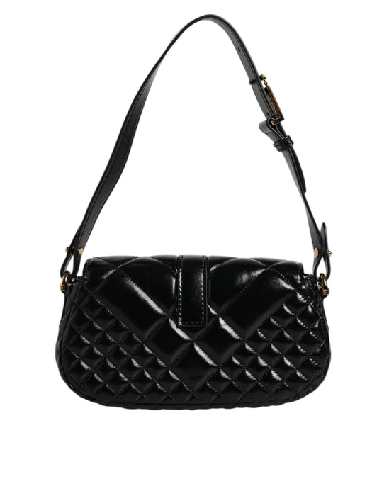 Versace Black Calf Leather Quilted Shoulder Strap Bag