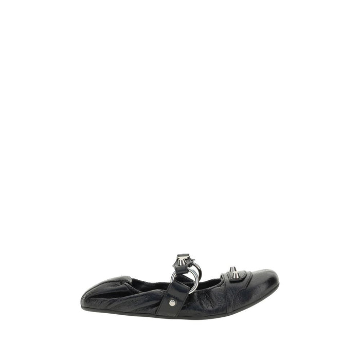 Balenciaga Black Calf Leather Bos Taurus Ballet Flats