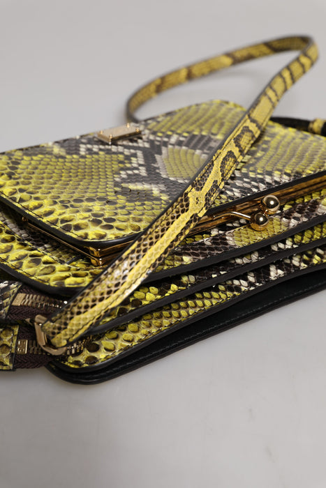 Dolce & Gabbana Green Exotic Leather DG Plaque Crossbody Clutch Bag