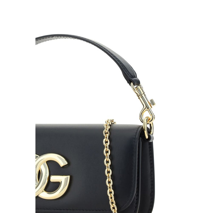 Dolce & Gabbana Black Calf Leather Bos Taurus Handbag