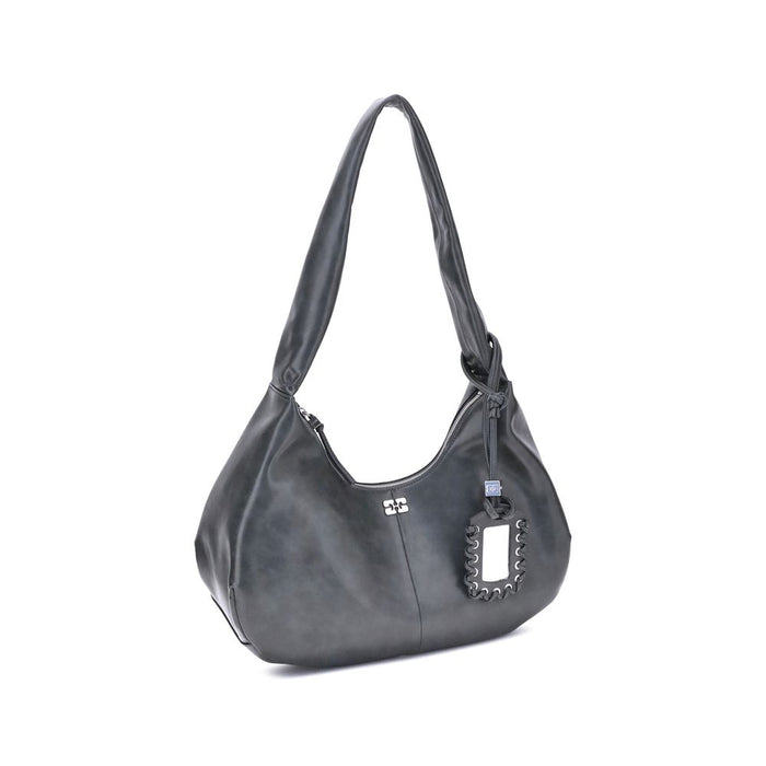 Ganni Black Lyocell Shoulder Bag