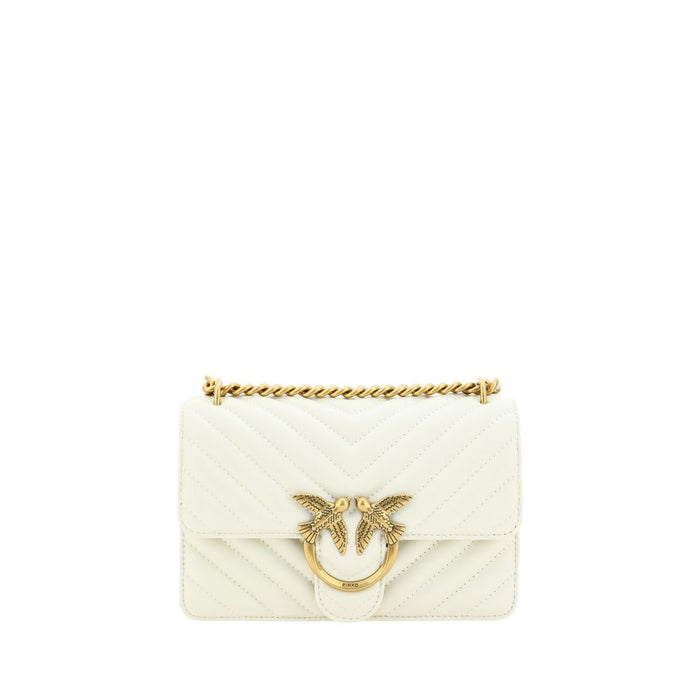 PINKO White Calf Leather Bos Taurus Shoulder Bag