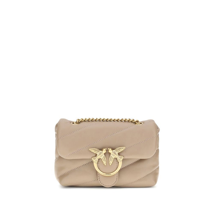 PINKO Beige Calf Leather Bos Taurus Shoulder Bag