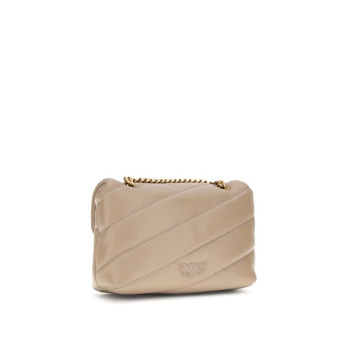PINKO Beige Calf Leather Bos Taurus Shoulder Bag