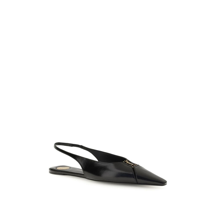Saint Laurent Black Calf Leather Bos Taurus Ballet Flats