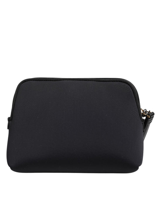 Dolce & Gabbana Black Solid Nylon DG LogoPrint Clutch Zip Borse Pouch Bag