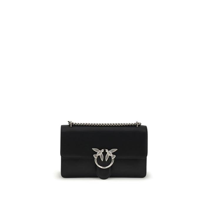 PINKO Black Calf Leather Bos Taurus Shoulder Bag