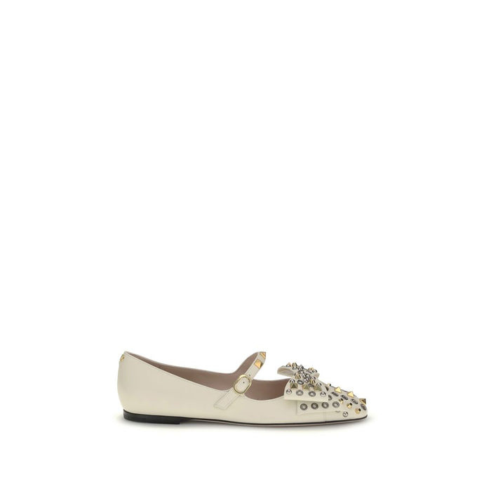 Valentino Garavani Cream Goatskin Ballet Flats