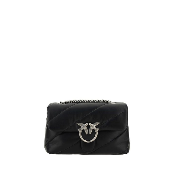 PINKO Black Calf Leather Bos Taurus Shoulder Bag