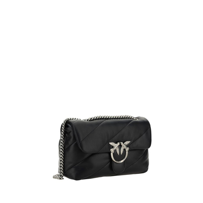 PINKO Black Calf Leather Bos Taurus Shoulder Bag