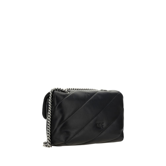 PINKO Black Calf Leather Bos Taurus Shoulder Bag