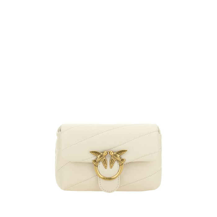 PINKO White Calf Leather Bos Taurus Shoulder Bag