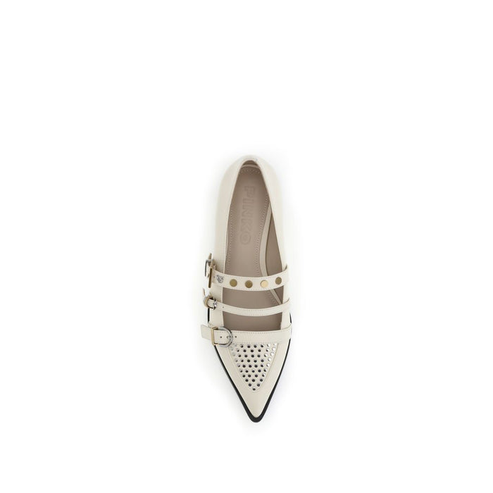 PINKO Cream Leather Ballet Flats