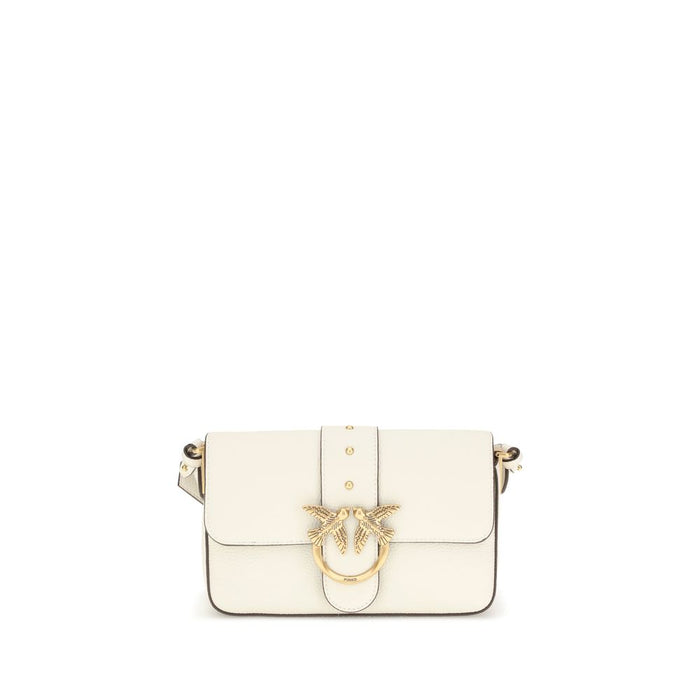 PINKO White Calf Leather Bos Taurus Shoulder Bag