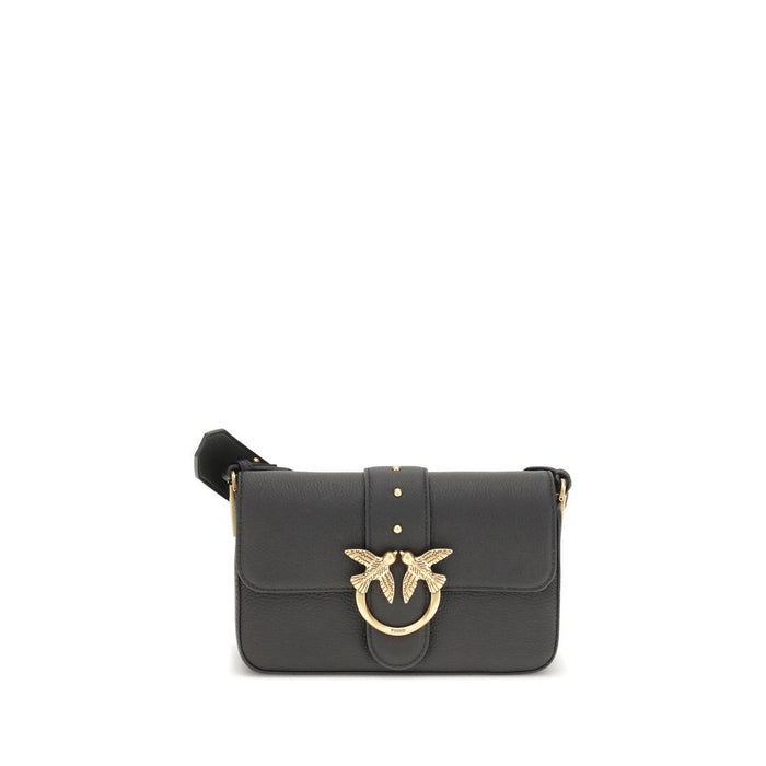 PINKO Black Calf Leather Bos Taurus Shoulder Bag