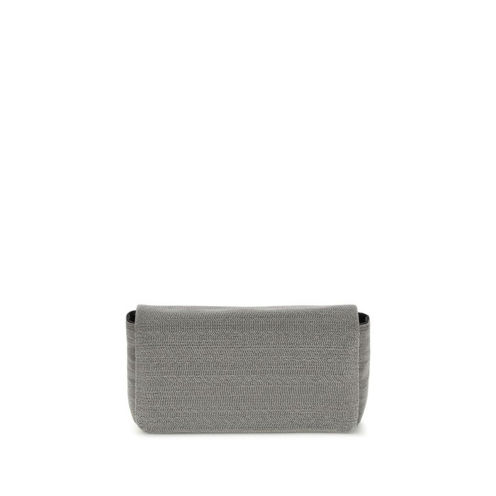 Brunello Cucinelli Gray Leather Shoulder Bag