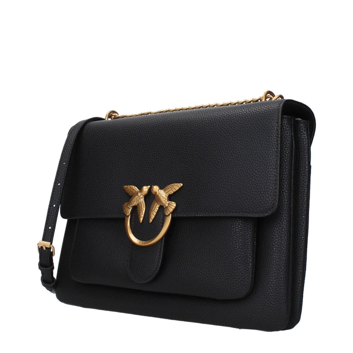 PINKO Black Leather Crossbody Bag