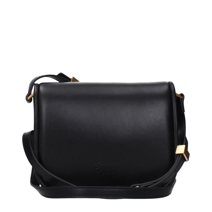 PINKO Black Leather Crossbody Bag