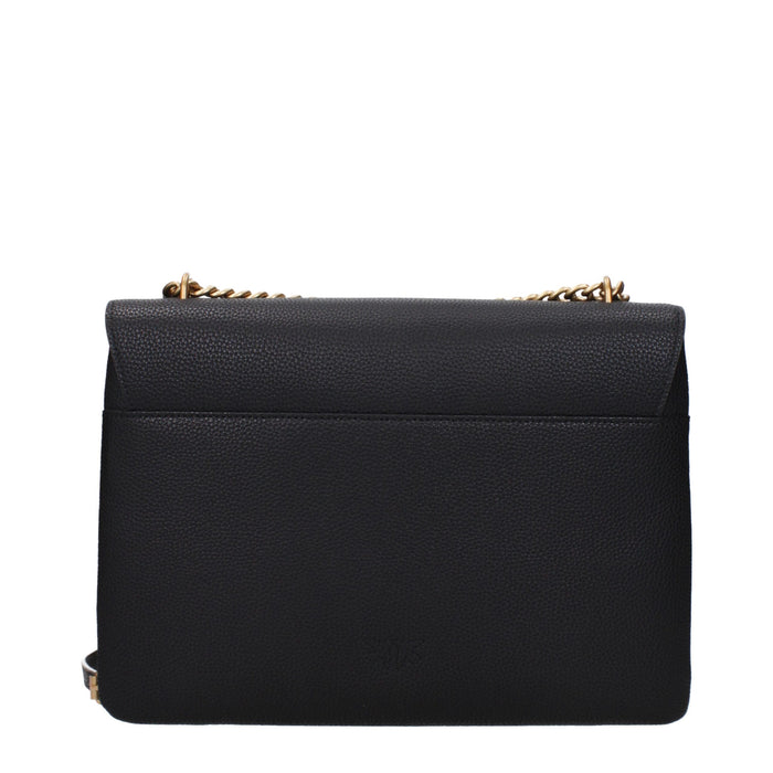 PINKO Black Leather Crossbody Bag