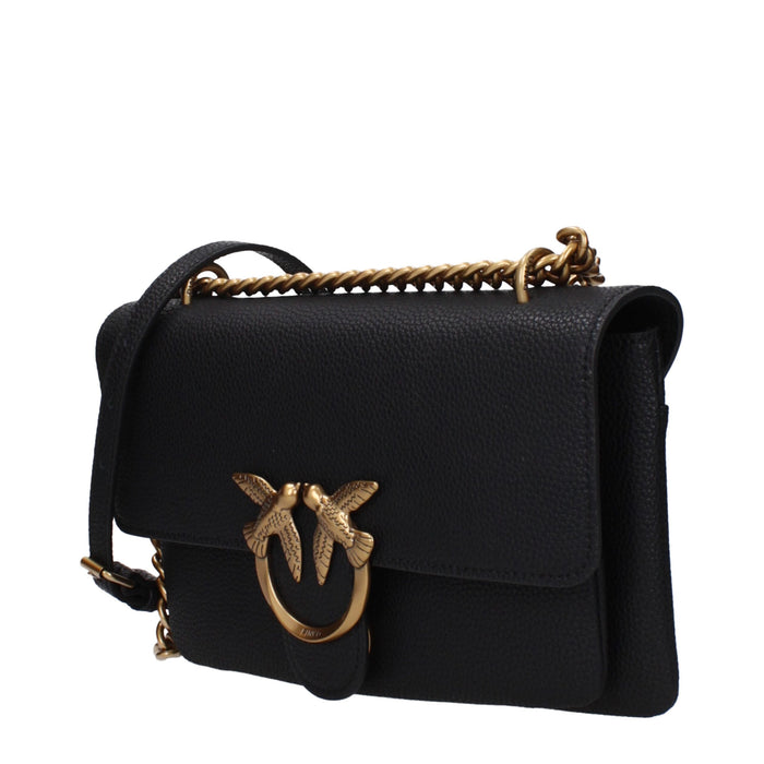 PINKO Black Leather Crossbody Bag