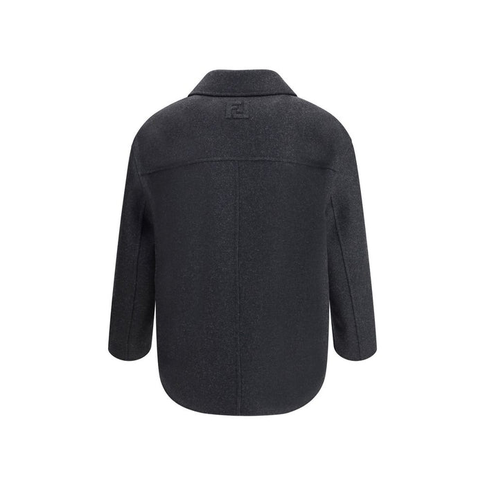 Fendi Gray Fleece Wool Coat