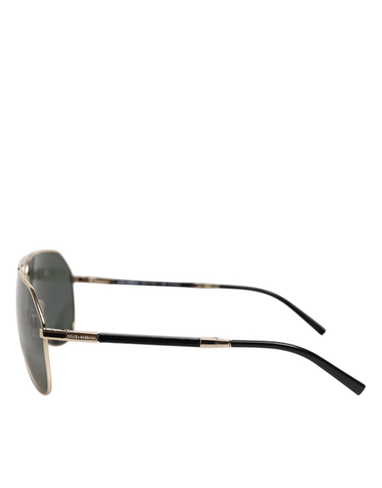 Dolce & Gabbana DG2106K Black Gold Plated Polarized MetalFrame Sunglasses