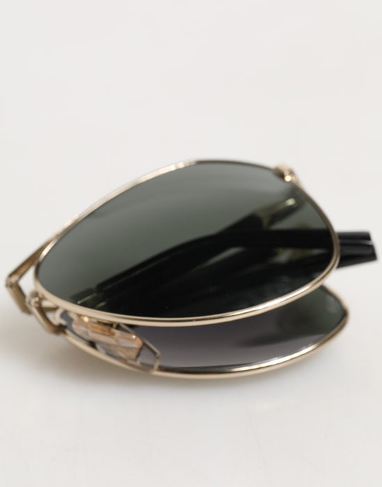 Dolce & Gabbana DG2106K Black Gold Plated Polarized MetalFrame Sunglasses