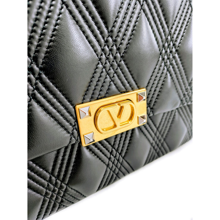 Valentino Garavani Black Leather Shoulder Bag