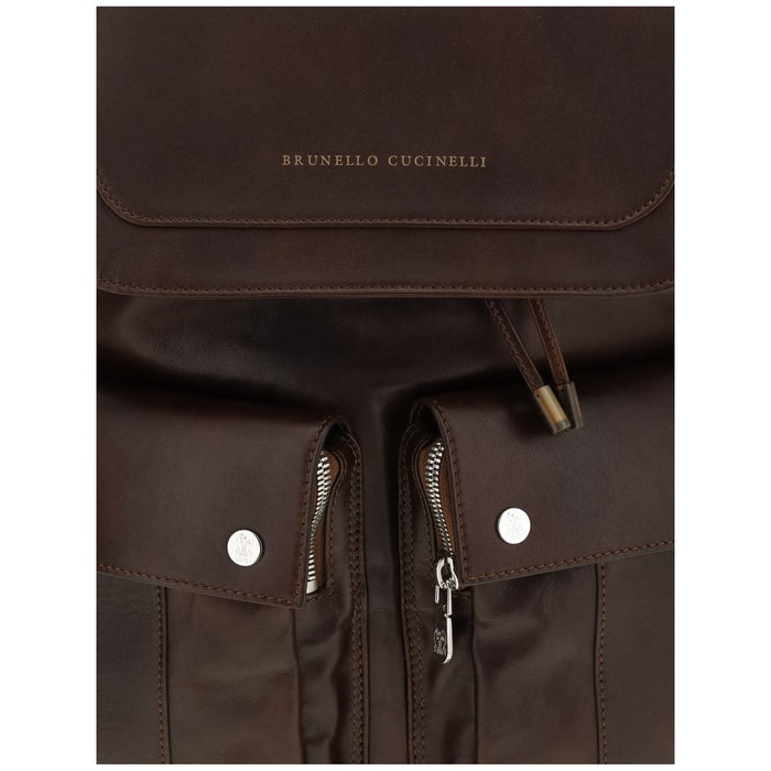 Brunello Cucinelli Brown Calf Leather Bos Taurus Backpack