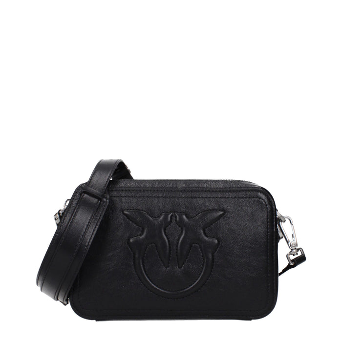 PINKO Black Leather Crossbody Bag