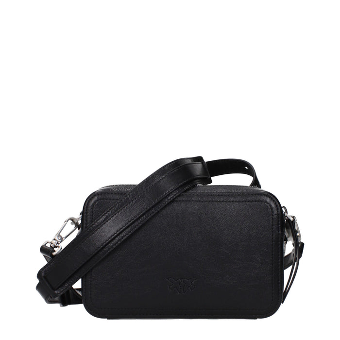 PINKO Black Leather Crossbody Bag