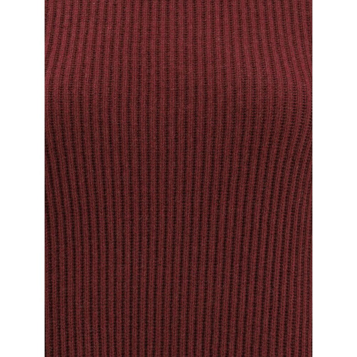 Brunello Cucinelli Bordeaux Fleece Wool Casual Dress