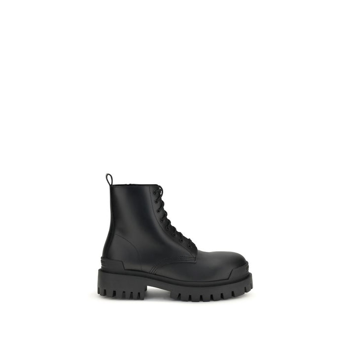Balenciaga Black Calf Leather Bos Taurus Lace-Up Boots